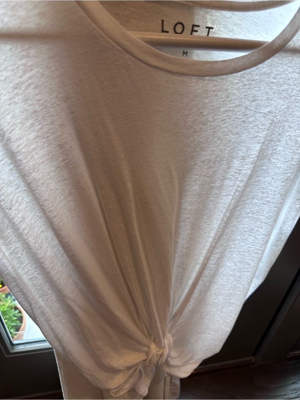 LOFT White Short-Sleeve Tie-Front Tee